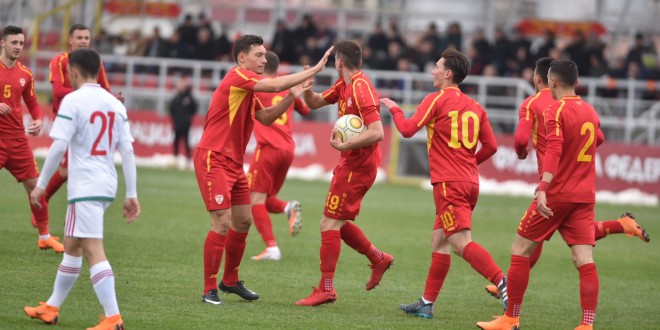 Колевски постигна два гола во триумфот на Македонската селекција до 19 години, во стартниот состав беа пет играчи од Вардар
